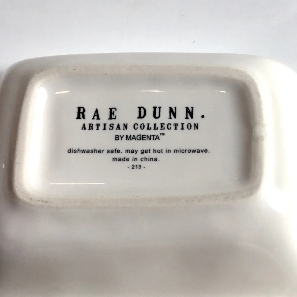 🆕 RAE DUNN White Ceramic Organizer Divided Small Trinket Storage Dish